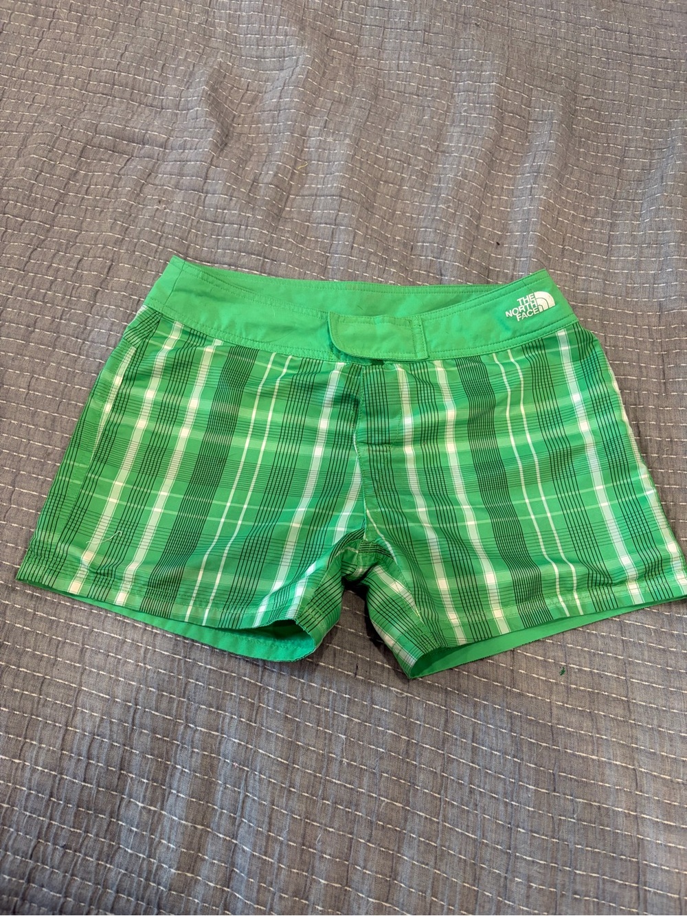 The North Face Women's Green Plaid Athletic Shorts